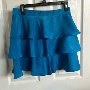 Zara Blue satin ruffle mini skirt